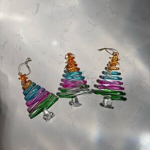 Pier 1 Multicolor Glass Christmas Tree Ornaments